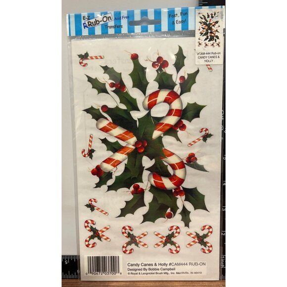 Royal Langnickel EZ RUB ON Transfer CANDY CANES HOLLY CAM444 BY BOBBIE CAMPBELL - Picture 2 of 4